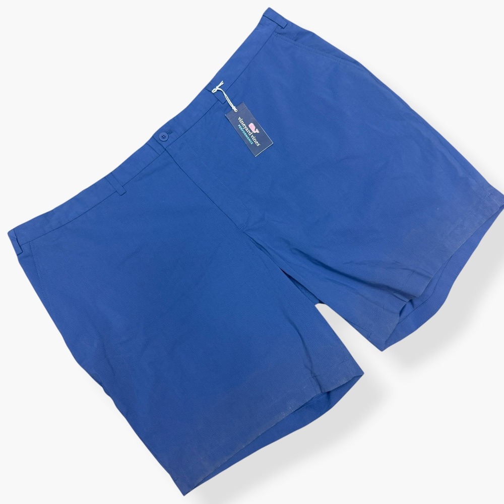 Vineyard Vines On The Go Short Mens 54XB Blue Seersucker Performance 10" Inseam